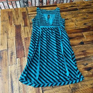 Element Blue and Black Sleeveless V-Neck Sundress